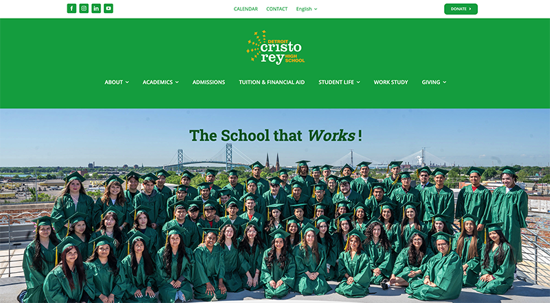 Detroit Cristo Rey High School Website Homepage